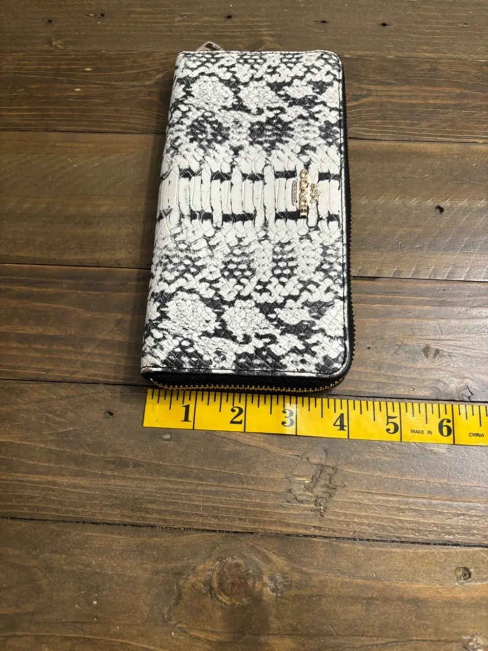 Coach Accordian Zip Wallet in Python-Embossed Leather